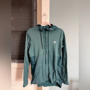 Adidas Forest Green Half-Zip Hooded Pullover